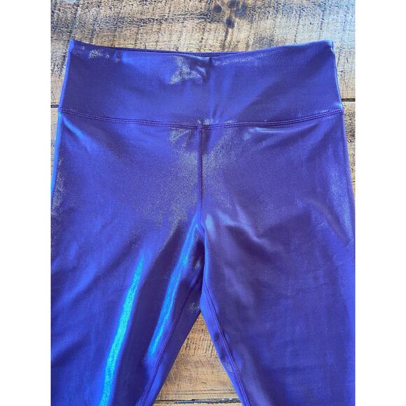 Womens Zyia Active Purple Metallic Soft‎ Cropped Workout Leggings Size 12 - Picture 3 of 9